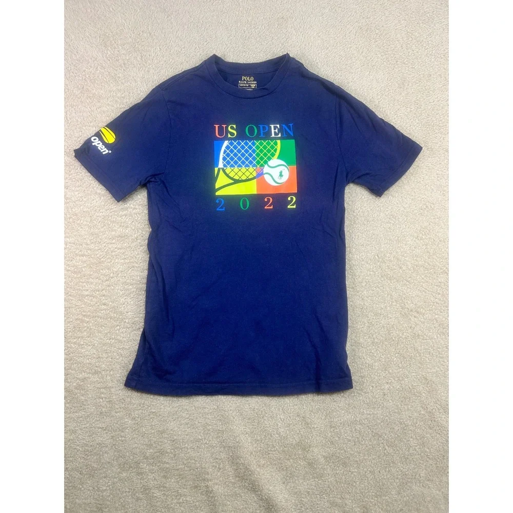 Polo Ralph Lauren US Open 2022 Tennis T Shirt Kids Large L Navy Blue